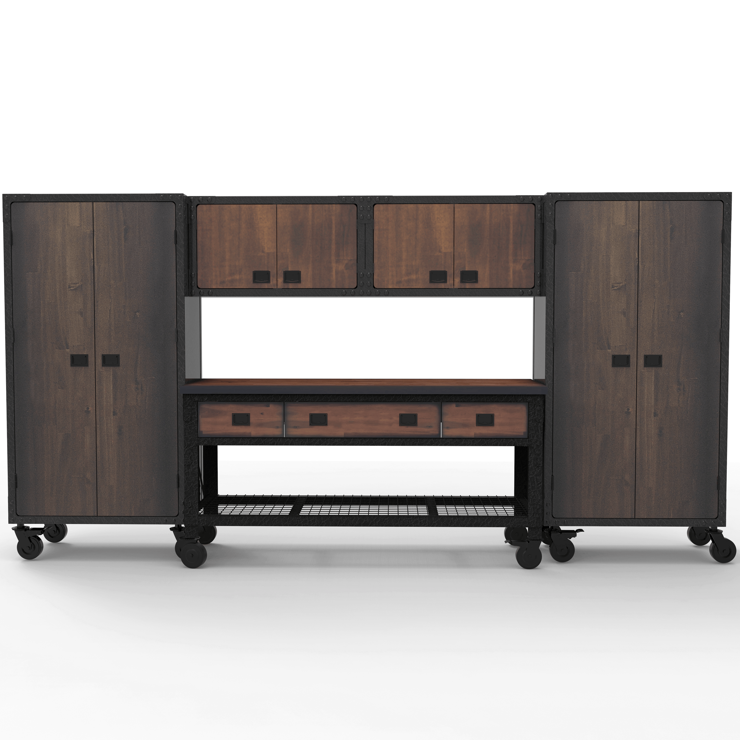 Duramax 5-Piece Garage Storage Combo Set w/ Workbench, Wall Cabinets and Free Standing Cabinets 5P1WB2WC2FC