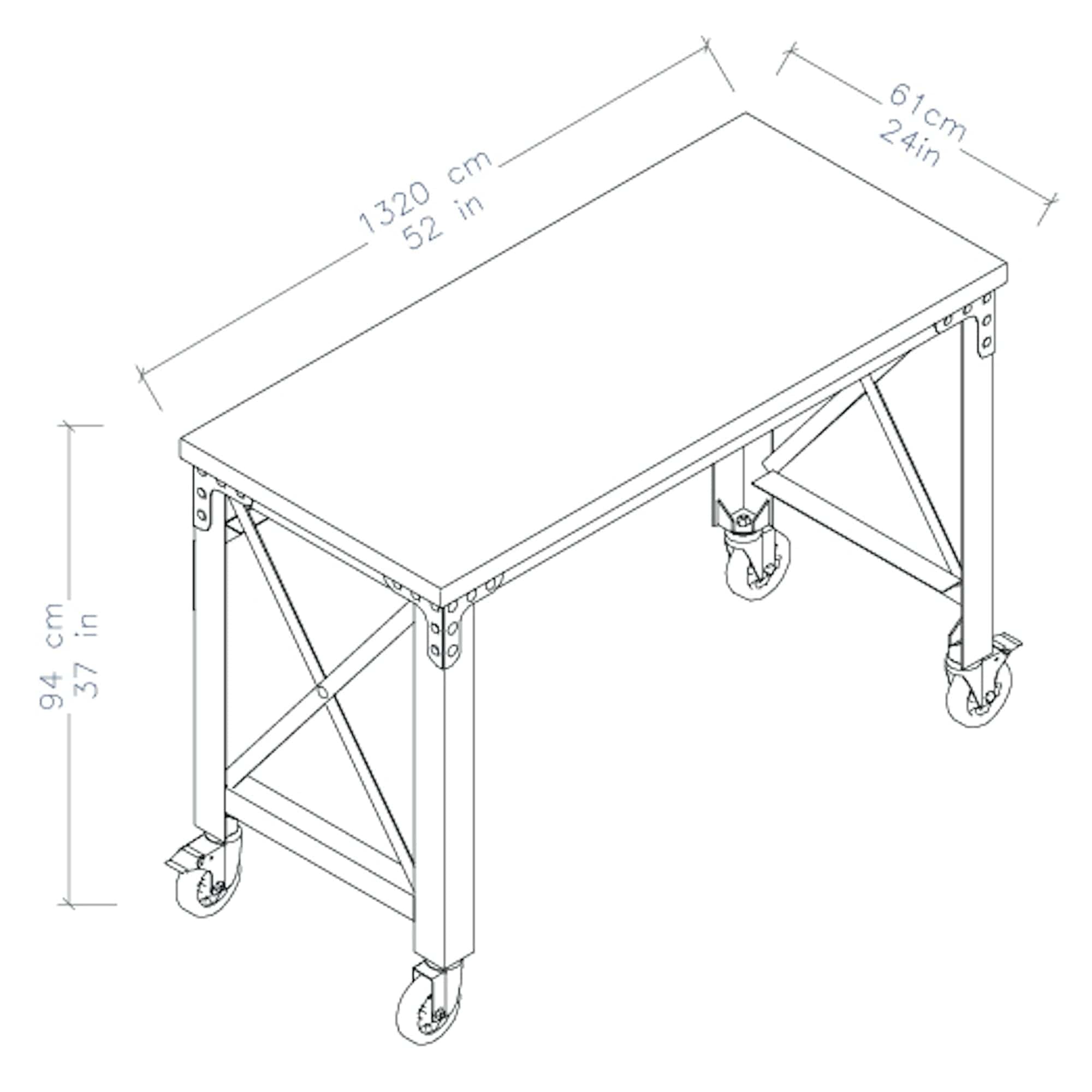 Duramax 52 In x 24 In Rolling Industrial Worktable 68022