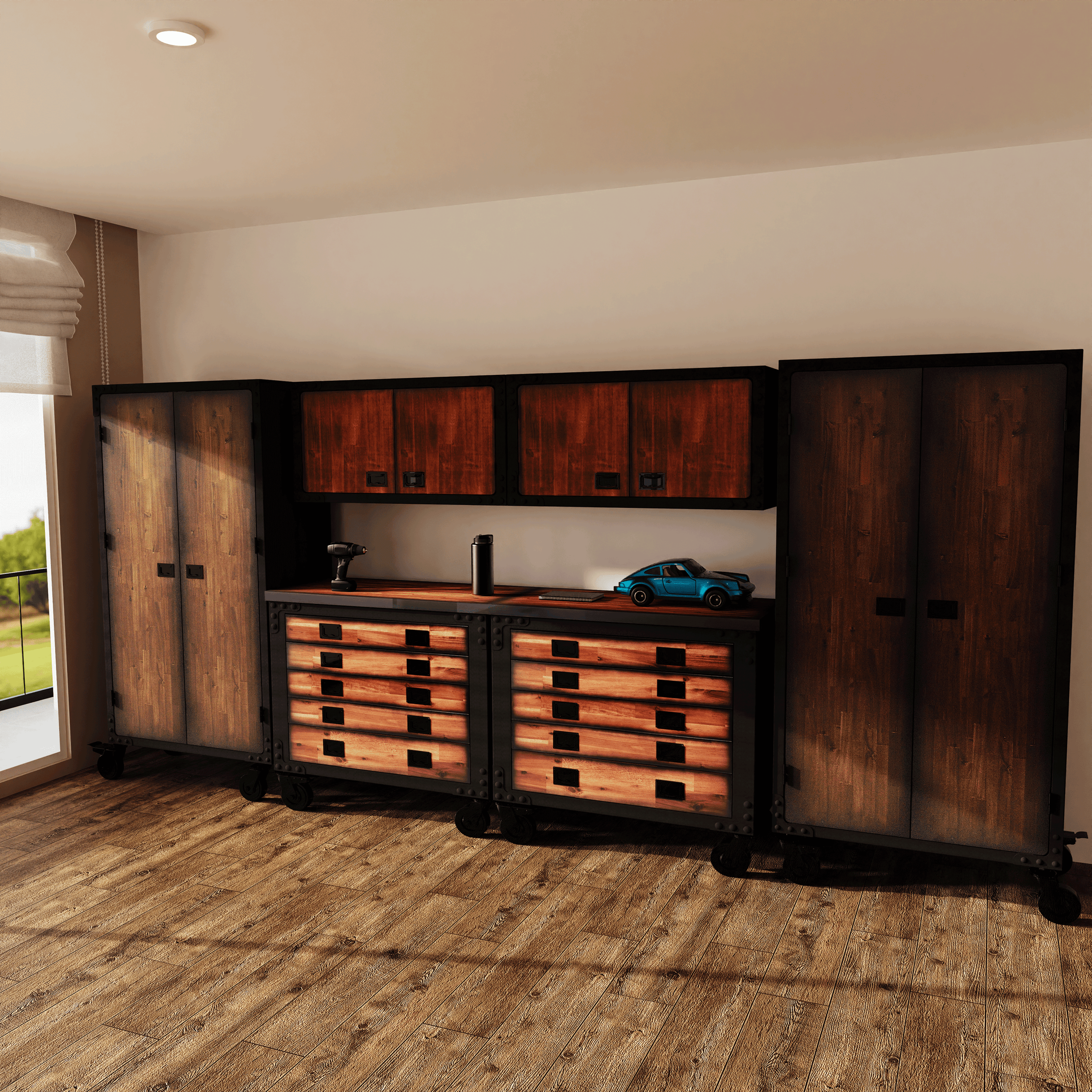 Duramax 6-Piece Garage Storage Combo Set w/ Tool Chests, Wall Cabinets and Free Standing Cabinets 6P2TC2WC2FC