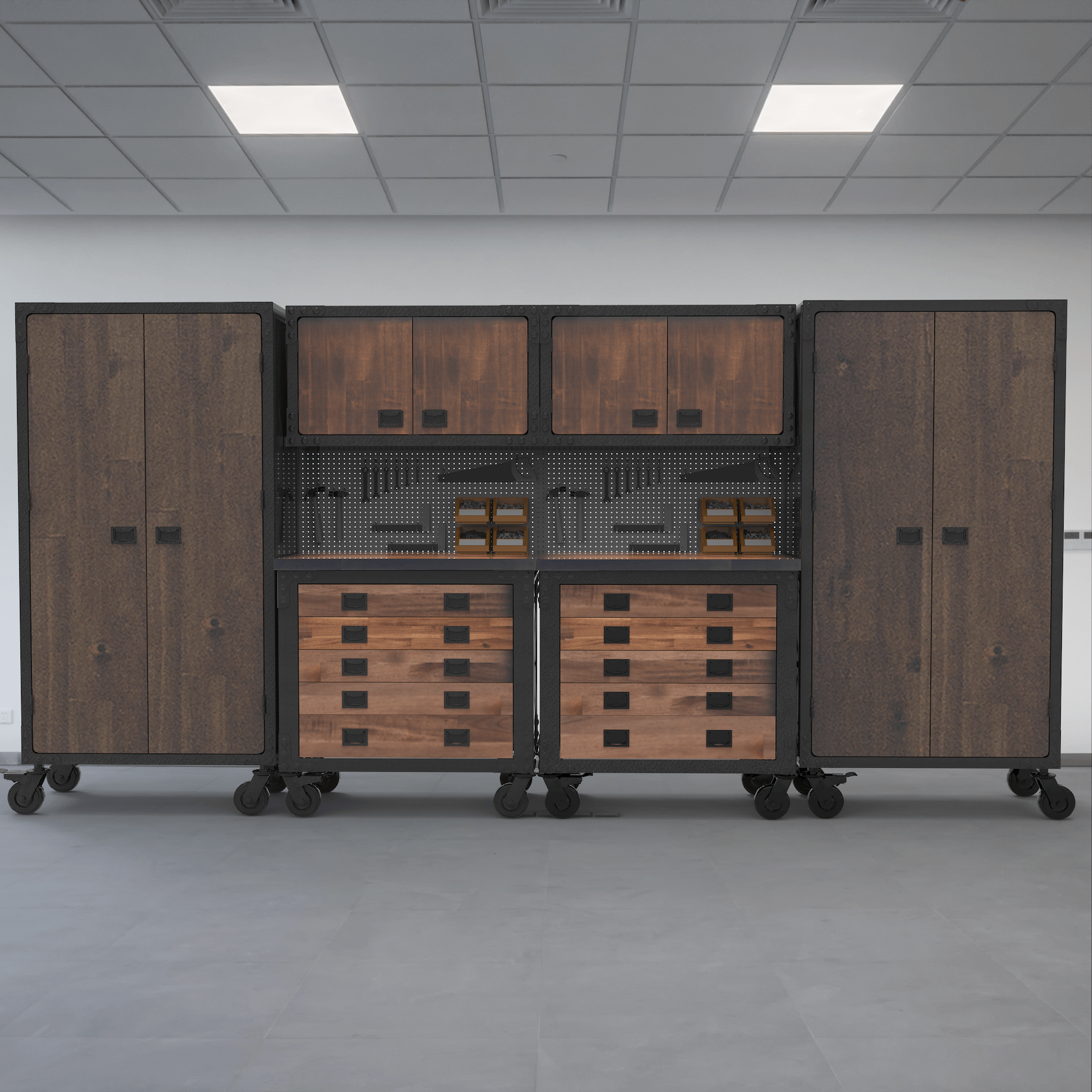 Duramax 6-Piece Garage Storage Combo Set w/ Tool Chests, Wall Cabinets and Free Standing Cabinets 6P2TC2WC2FC