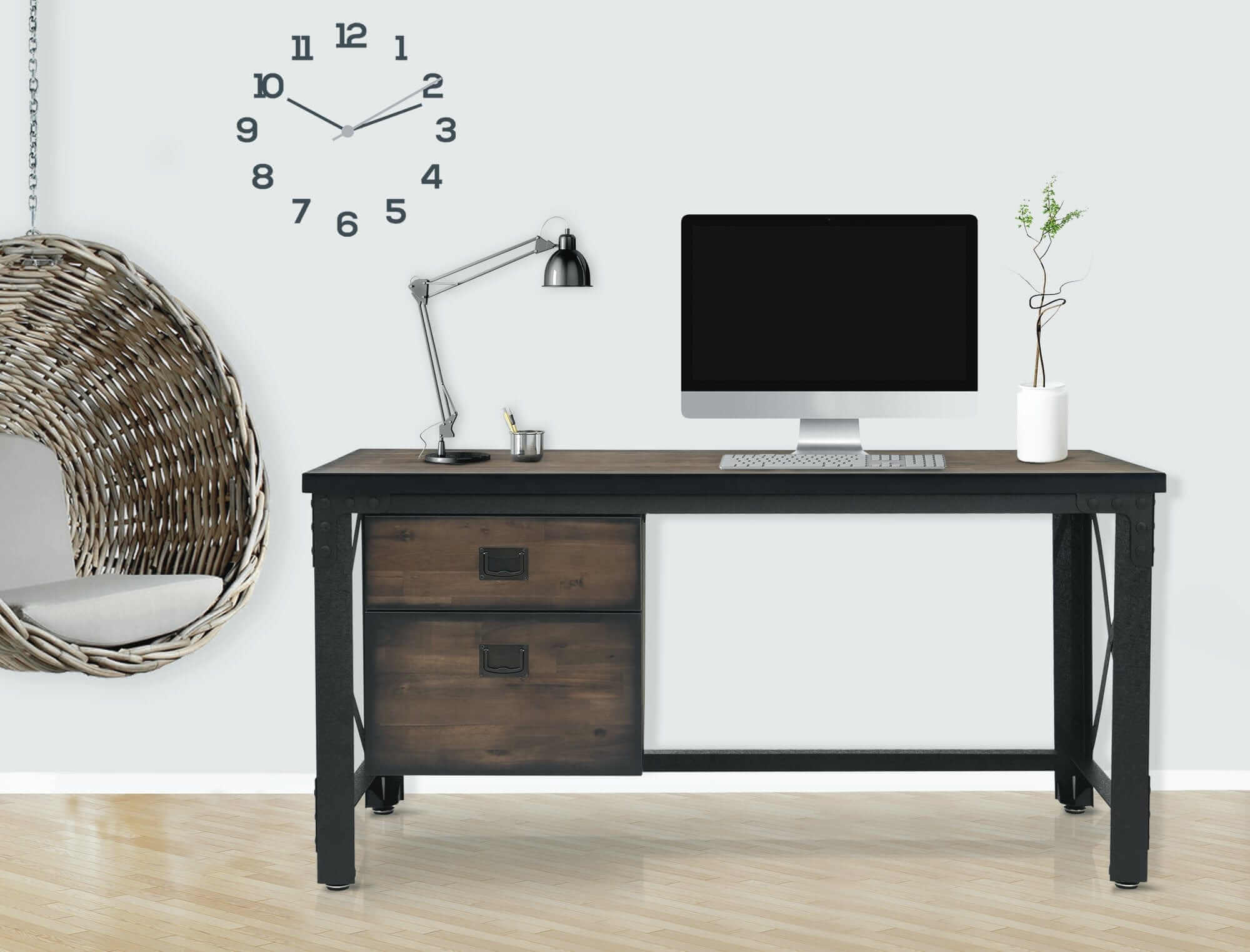 Duramax 62 In Jackson Industrial Metal & Wood desk 68050