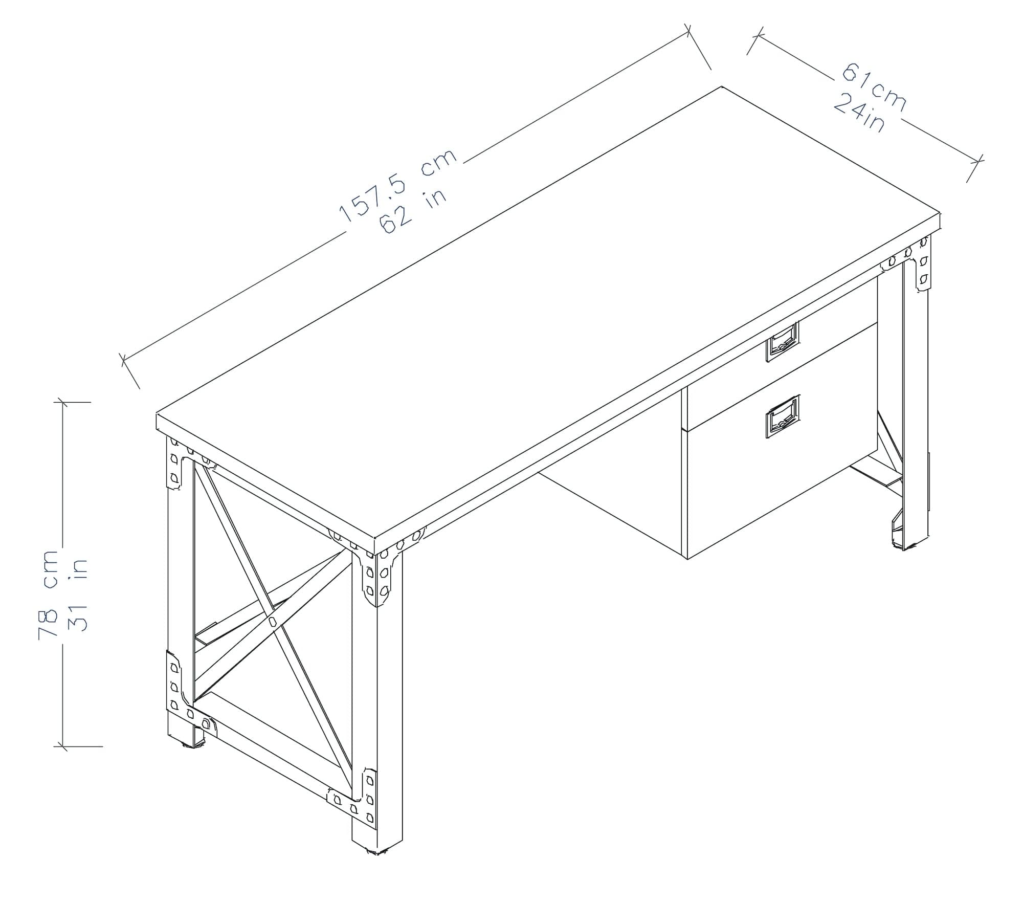 Duramax 62 In Jackson Industrial Metal & Wood desk 68050