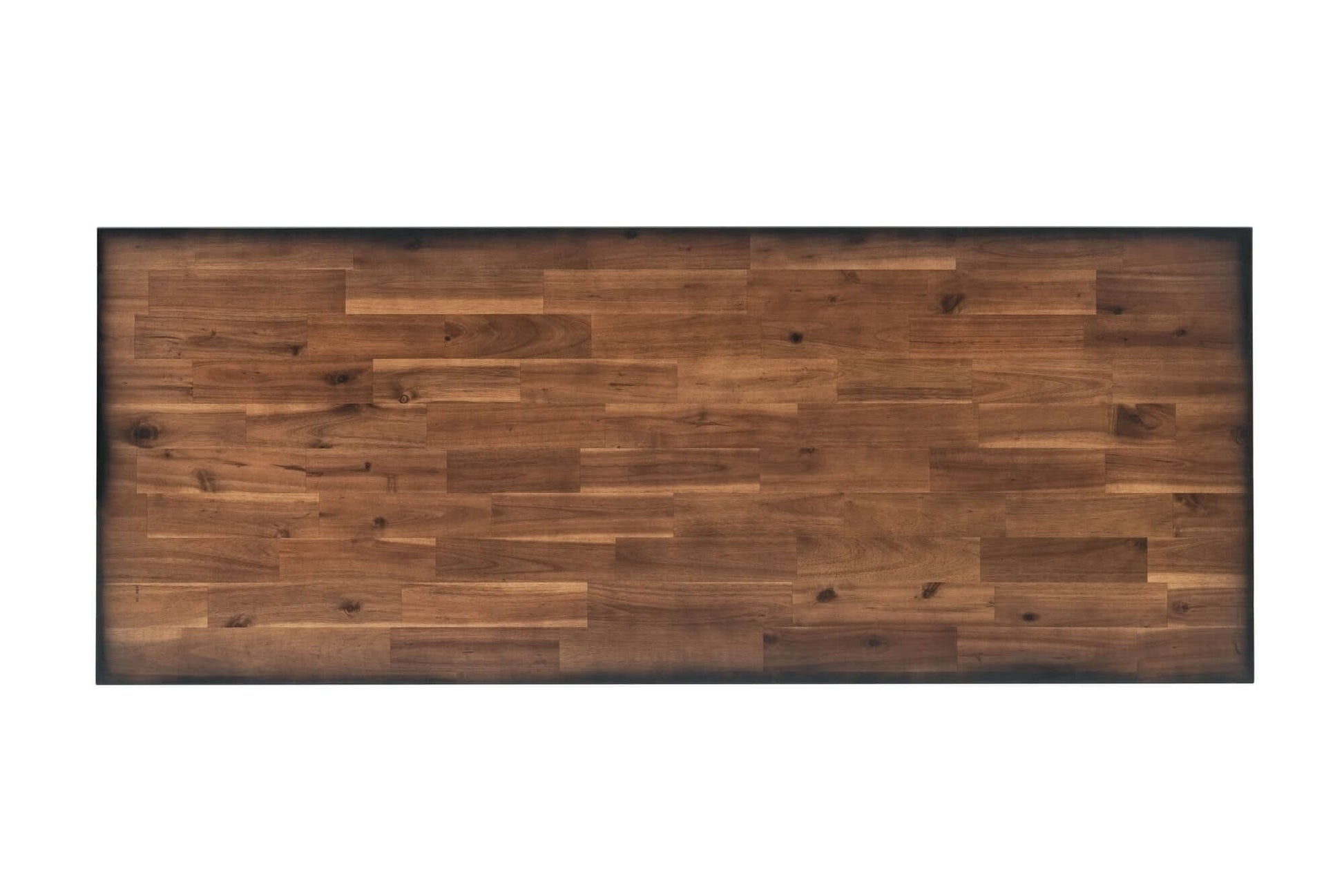 Duramax Jackson Industrial wood desk surface, featuring a rich brown finish and a sleek design.