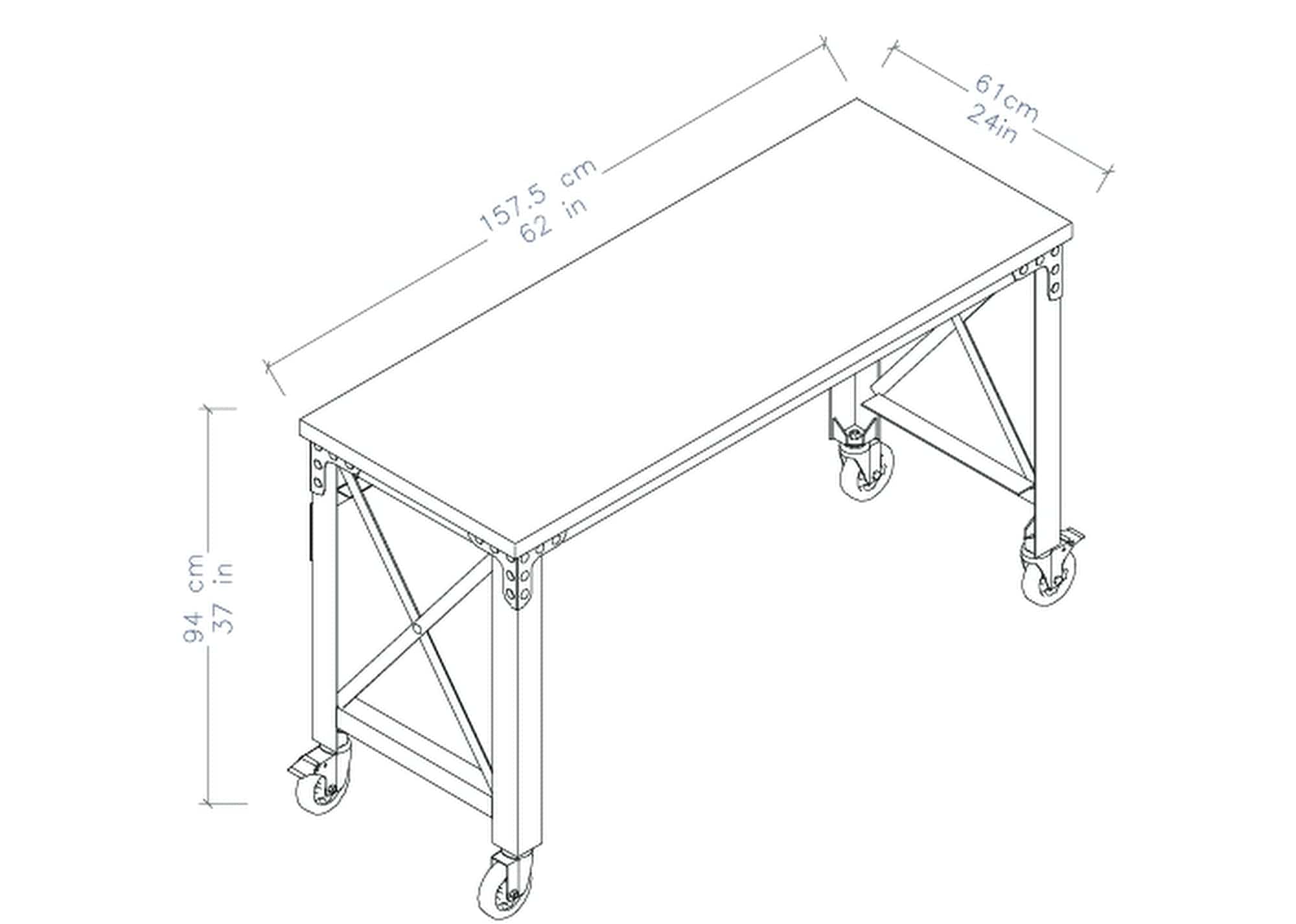 Duramax 62 In x 24 In Rolling Industrial Worktable 68021