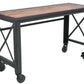 Duramax 62" x 24" rolling industrial worktable with dark wood top and sturdy metal frame.