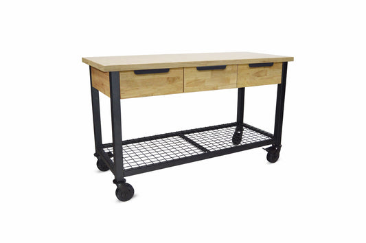 Duramax 62 In x 24 In Rove 3-Drawer Mobile Workbench with storage and wheels for home or workshop use.