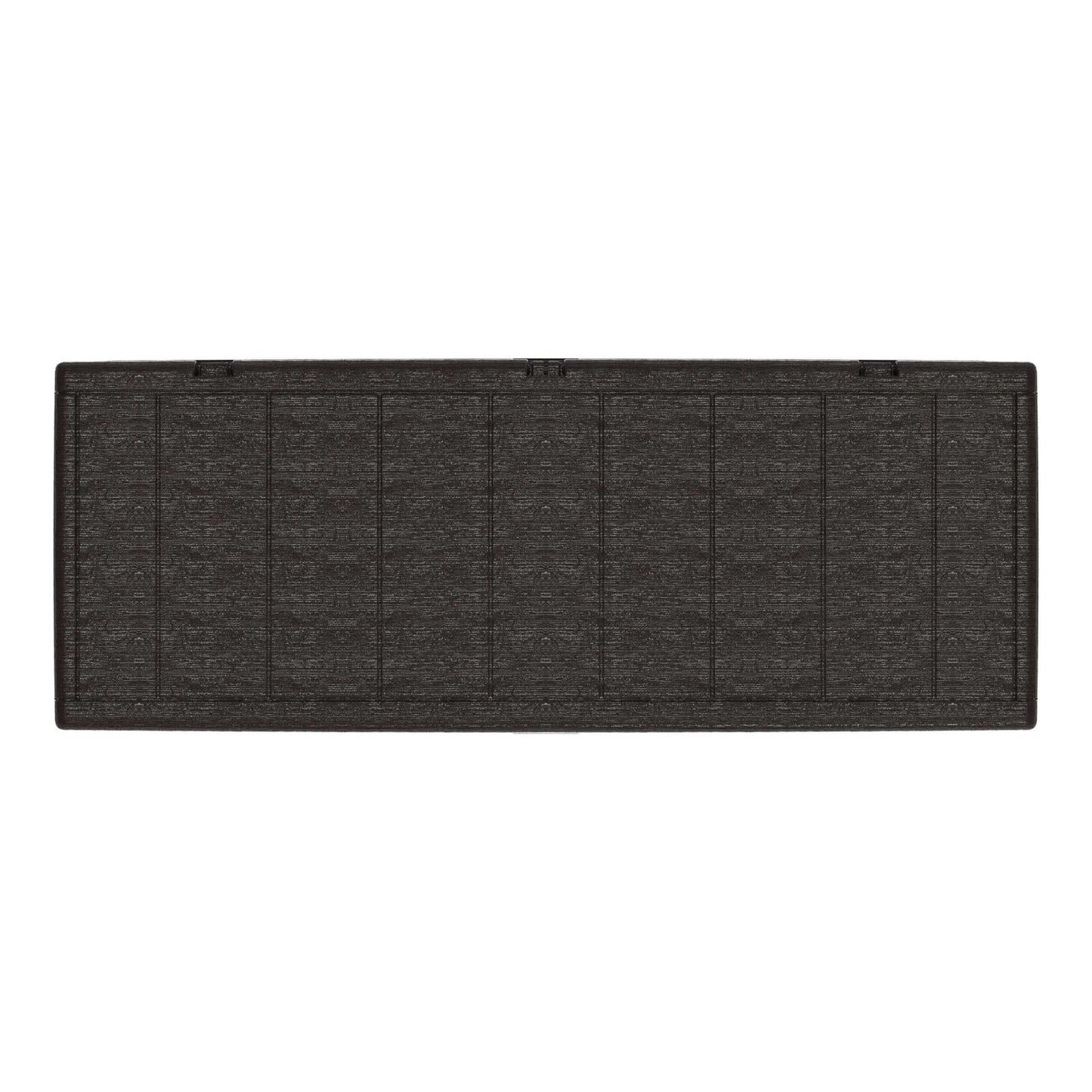 Duramax 71 Gallon Deck Box Brown 86601 top view, sturdy design for outdoor storage and seating.