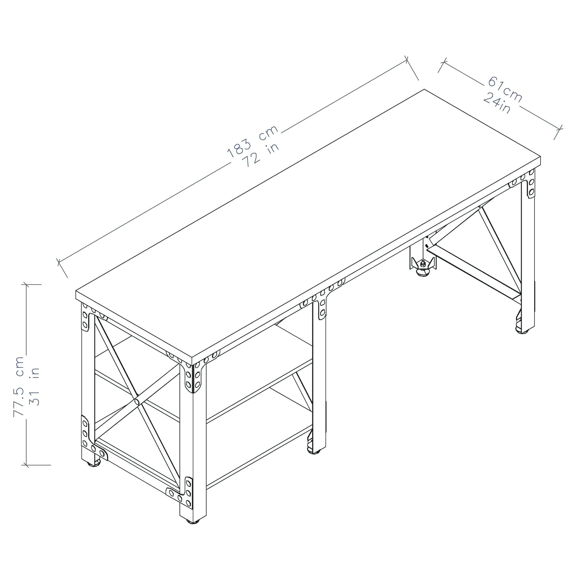 Duramax 72 In Weston Industrial Metal & Wood desk 68052