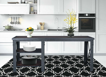 Duramax 72 In Weston Industrial Metal & Wood desk 68052 displayed in a modern kitchen setting with decor.