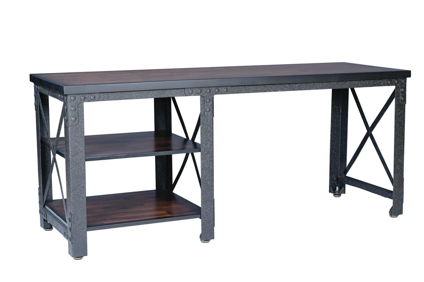 Duramax 72 In Weston Industrial Metal & Wood desk 68052 with spacious work surface and shelves.