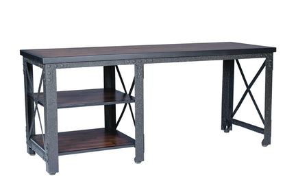 Duramax 72 In Weston Industrial Metal & Wood desk 68052 with spacious work surface and shelves.