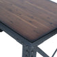 Close-up of Duramax Weston Industrial Metal & Wood Desk top, showcasing rich wood grain and sturdy metal frame.