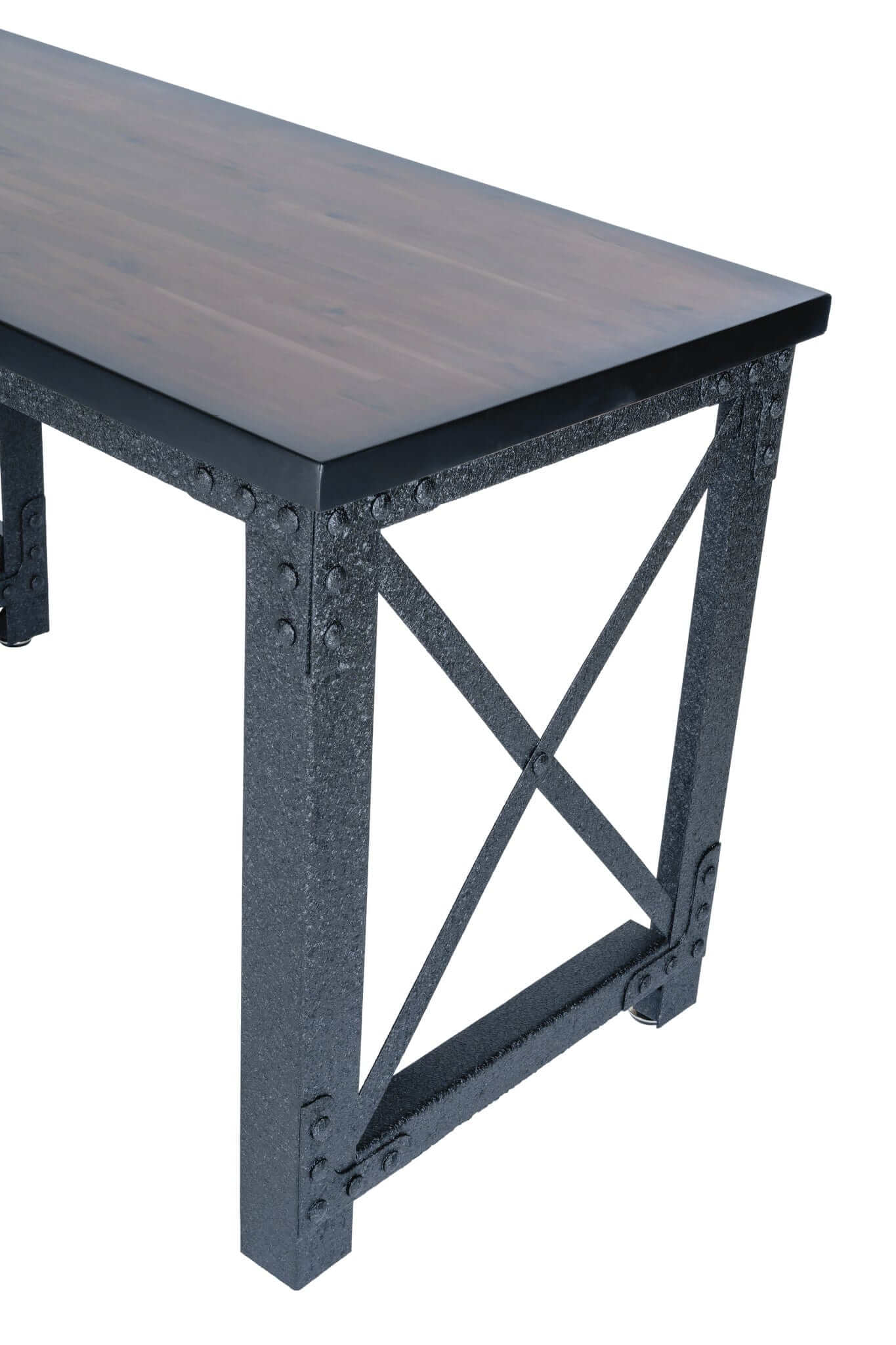 Duramax Weston Industrial Metal & Wood desk showcasing sturdy black metal frame and spacious wooden top.