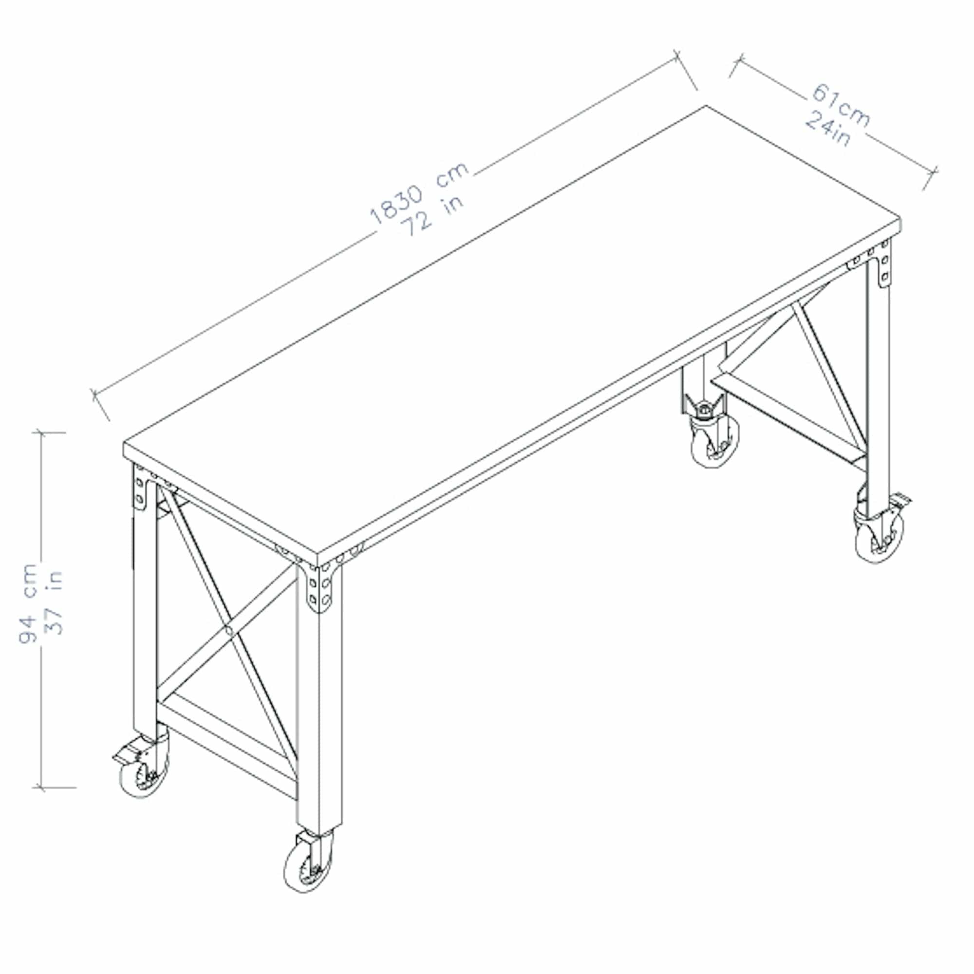 Duramax 72 In x 24 In Rolling Industrial Worktable 68020