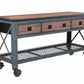 Duramax 72 x 24 in 3-drawer rolling industrial workbench with steel frame and wooden top.