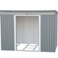 Duramax 8x6 metal shed with pent roof and skylight, featuring an open door and a spacious interior.