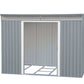 Duramax 8x6 metal shed with pent roof and skylight, featuring an open entrance and sturdy design.