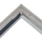 Corner joint of a galvanized metal frame, showcasing durability and stability for construction projects.