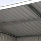 Interior view of Duramax 8x6 metal shed pent roof showing sturdy roof structure and skylight design.