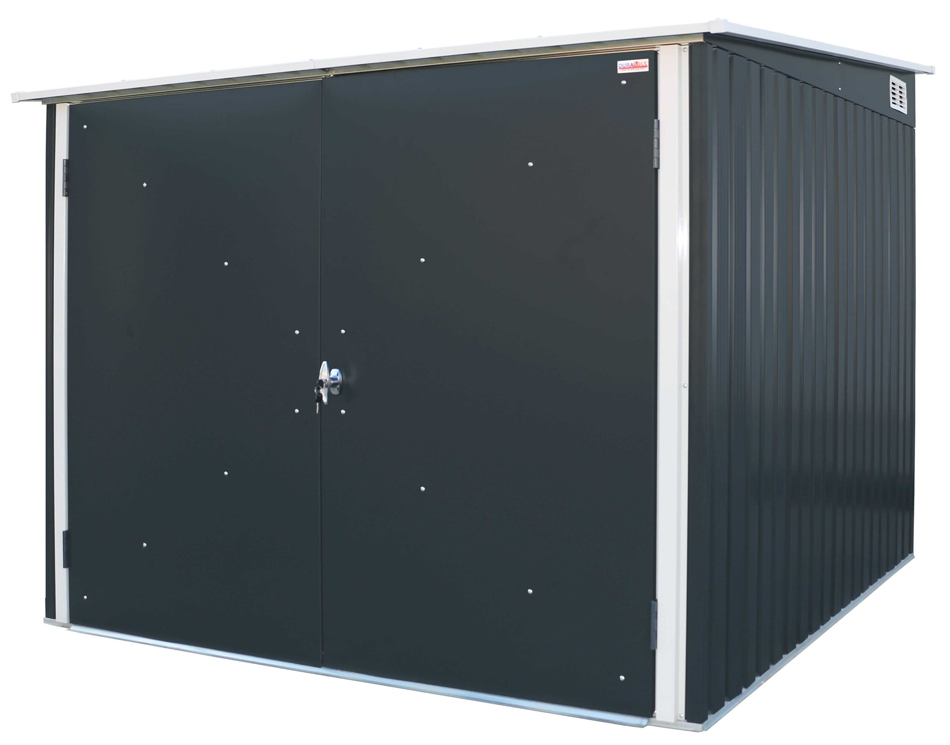 Duramax Bicycle Storage Shed 73051, secure galvanized steel bike storage solution.