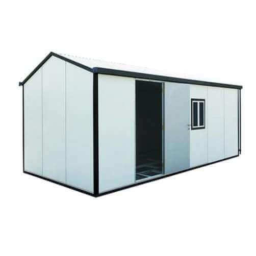 Duramax Gable Roof 3' Extension insulated building kit showing a white exterior and door. 