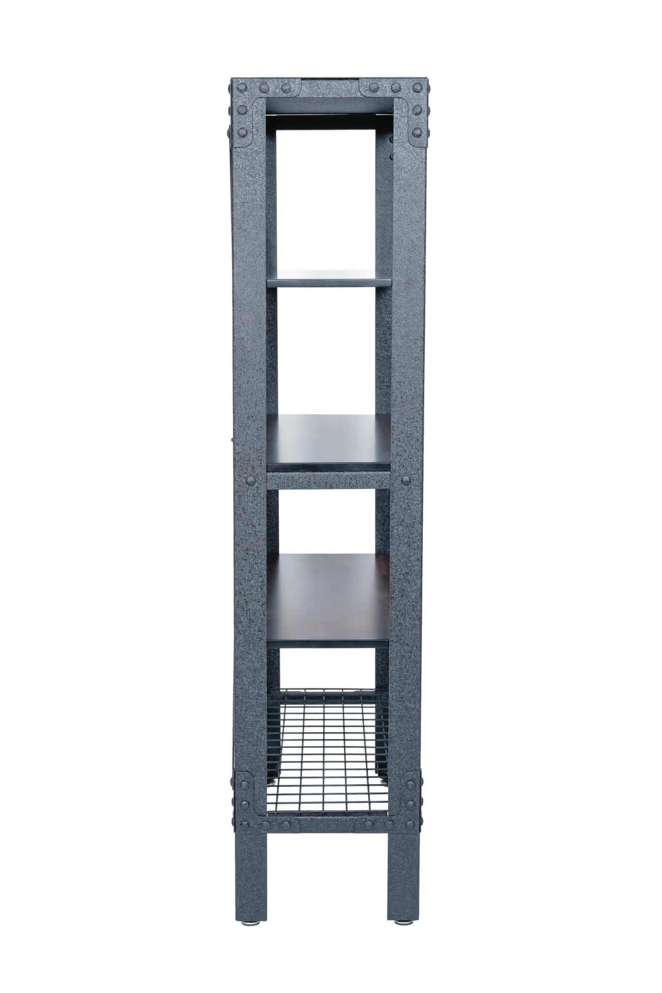 Duramax Industrial Metal and Wood Storage Shelving 68060 with three acacia wood shelves and industrial design.