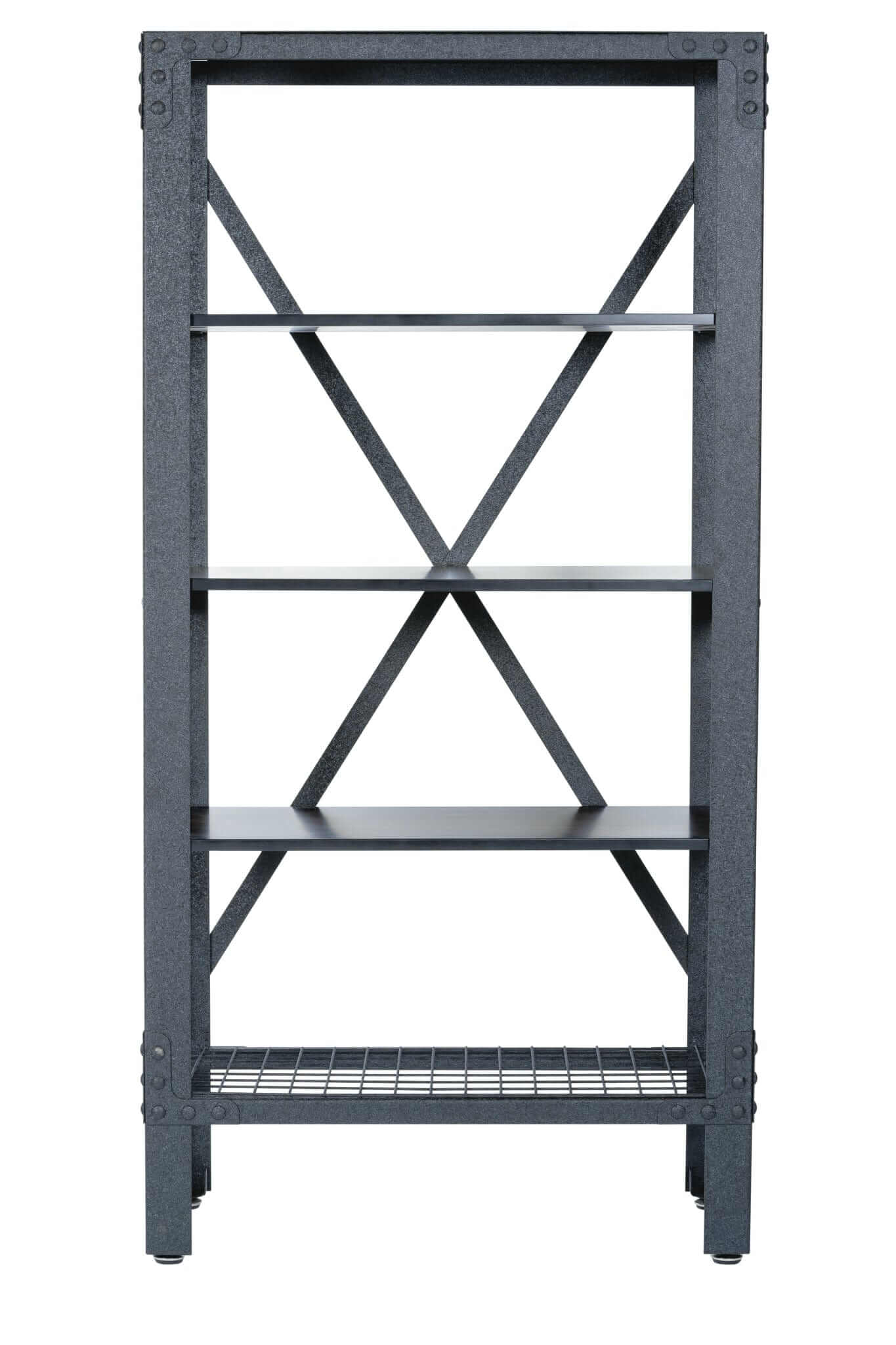 Duramax Industrial Metal and Wood Storage Shelving 68060 with four sturdy shelves, ideal for versatile home or office use.