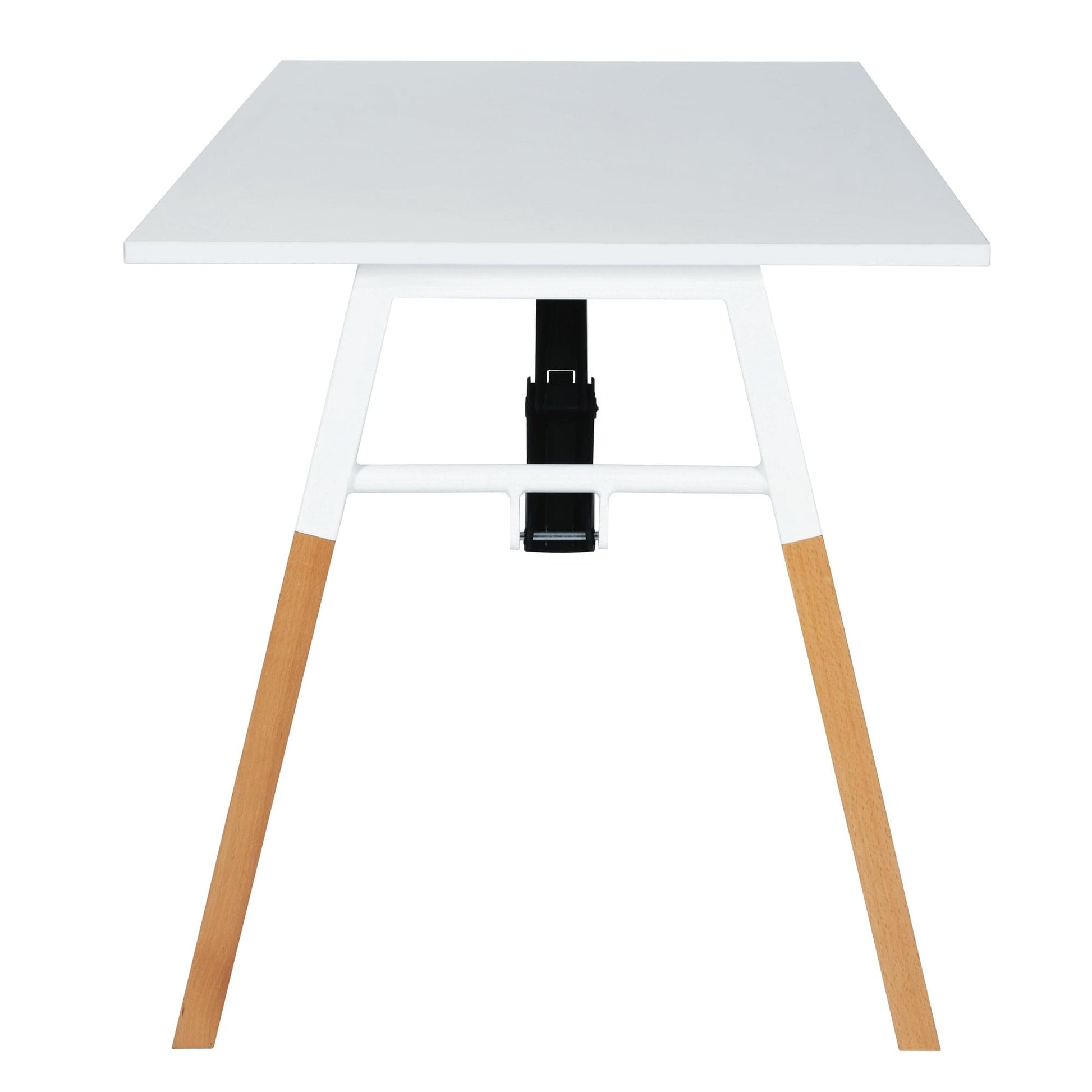 Duramax Neo Folding Table 68053 with white top and wooden legs, perfect for workspace or home projects.