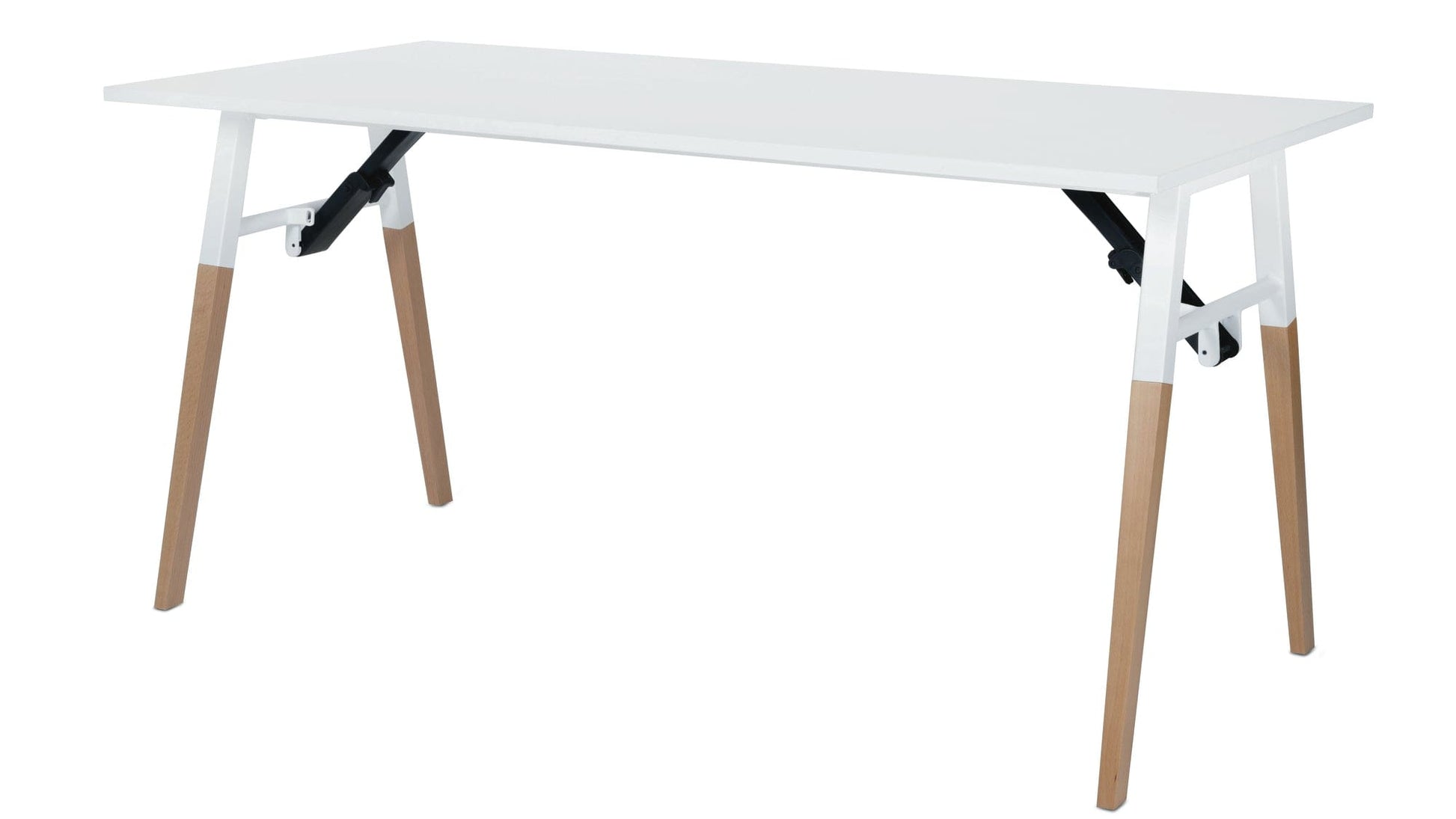 Duramax Neo Folding Table 68053 with modern design and natural wood legs, ideal for workspace and home projects.