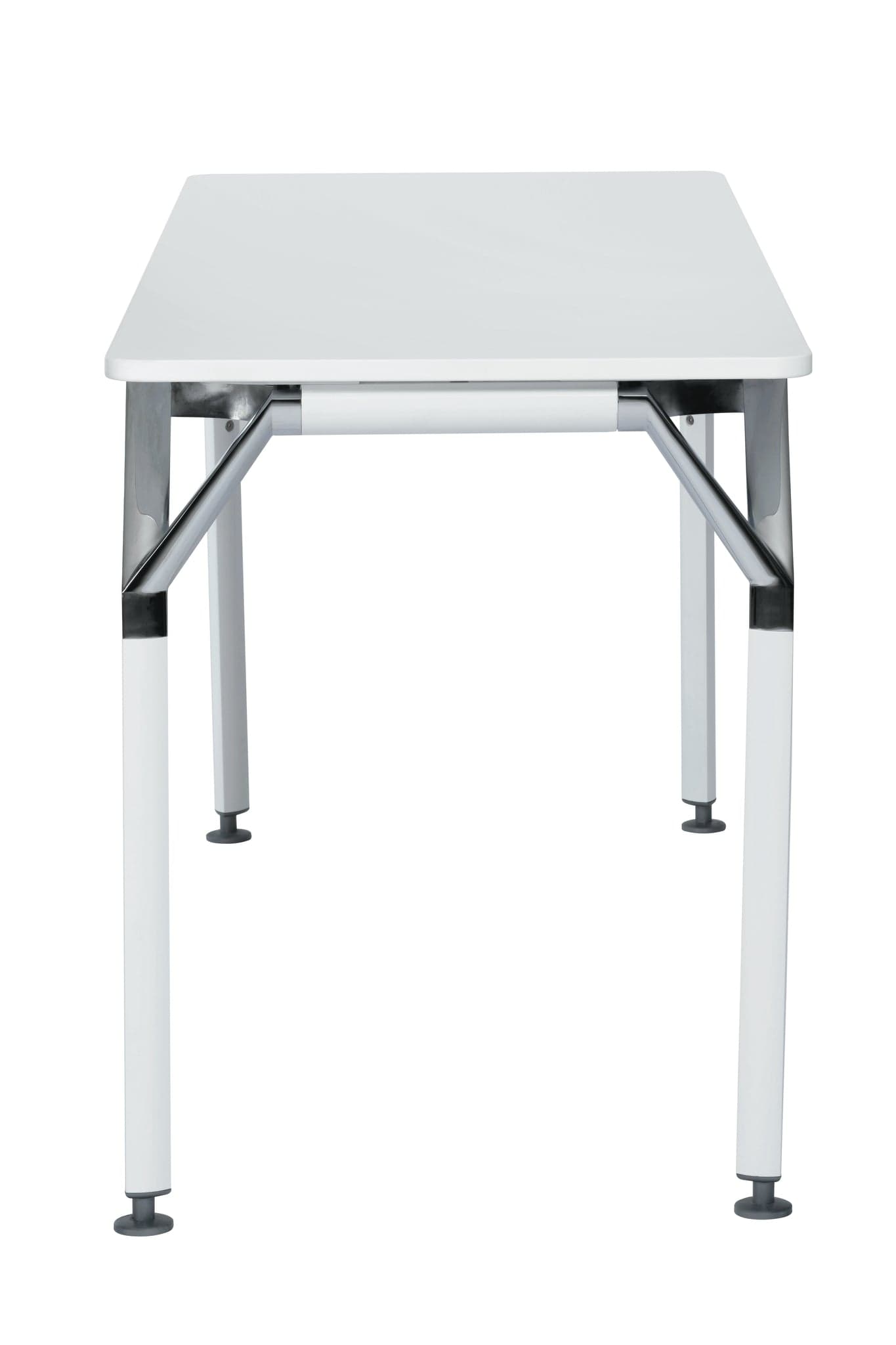 Duramax Ramo Desk 68054, a modern white desk with a sleek design and sturdy metal legs, ideal for home or office use.