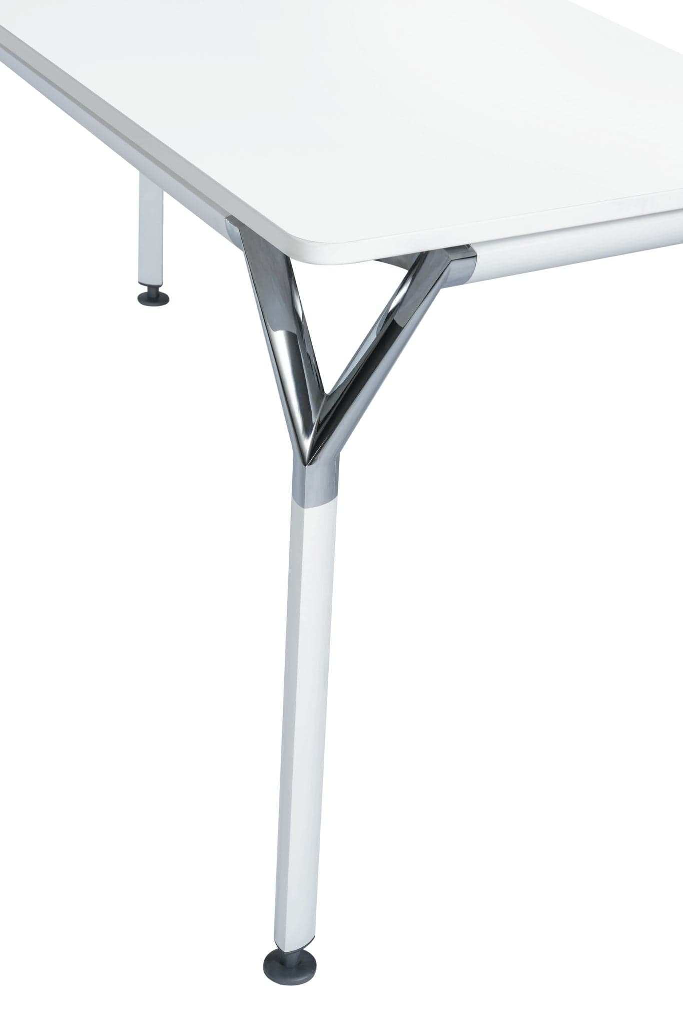 Close-up of Duramax Ramo Desk 68054 showcasing its modern design and sturdy chrome accents.