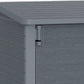 Duramax Storeaway 850L gray garden shed corner view showcasing textured exterior and roof design.