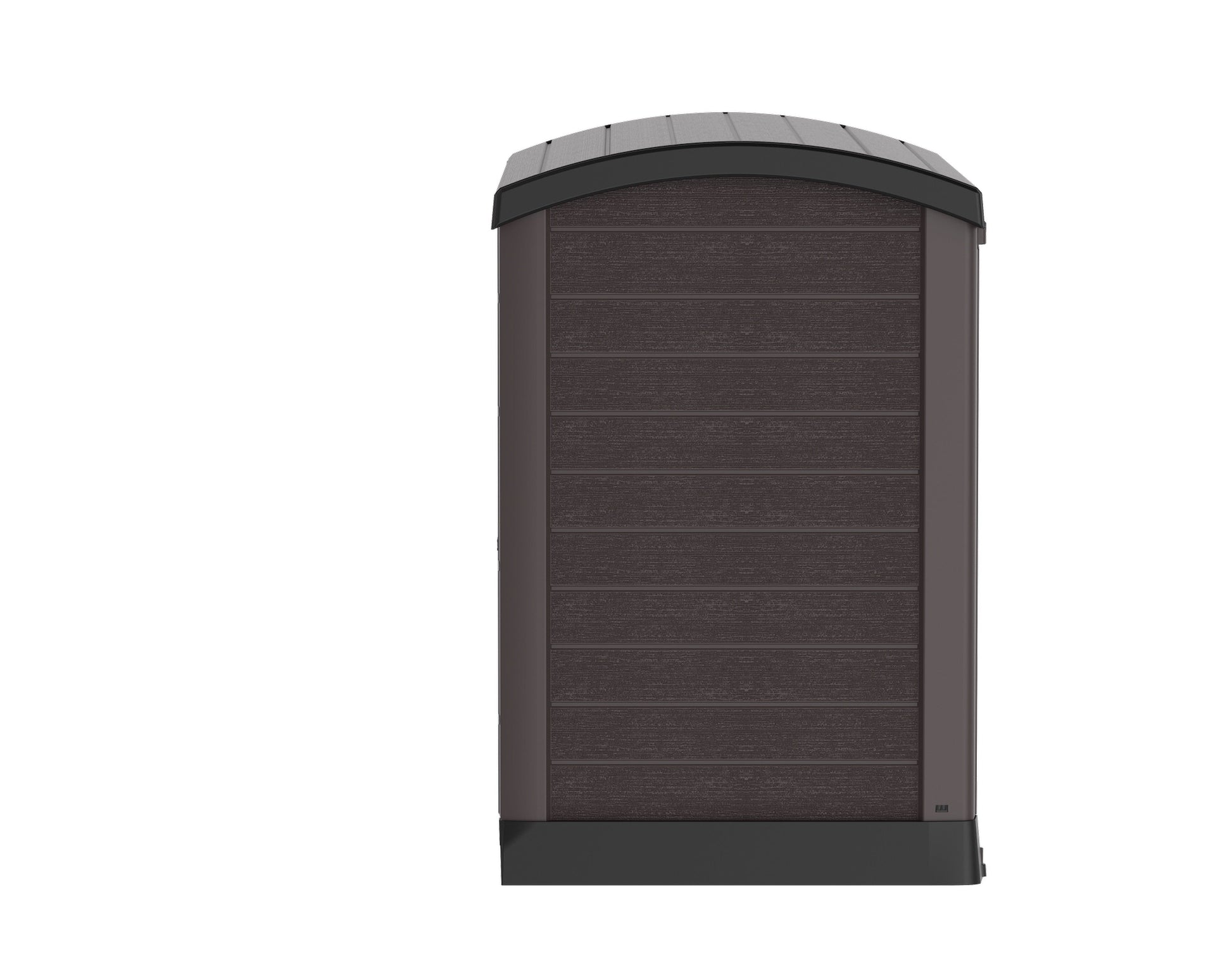 Duramax Storeaway Arc Lid 1200L Brown garden shed with a curved roof for secure outdoor storage.