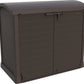 Duramax Storeaway Arc Lid 1200L Brown shed for outdoor storage of garden tools and equipment.