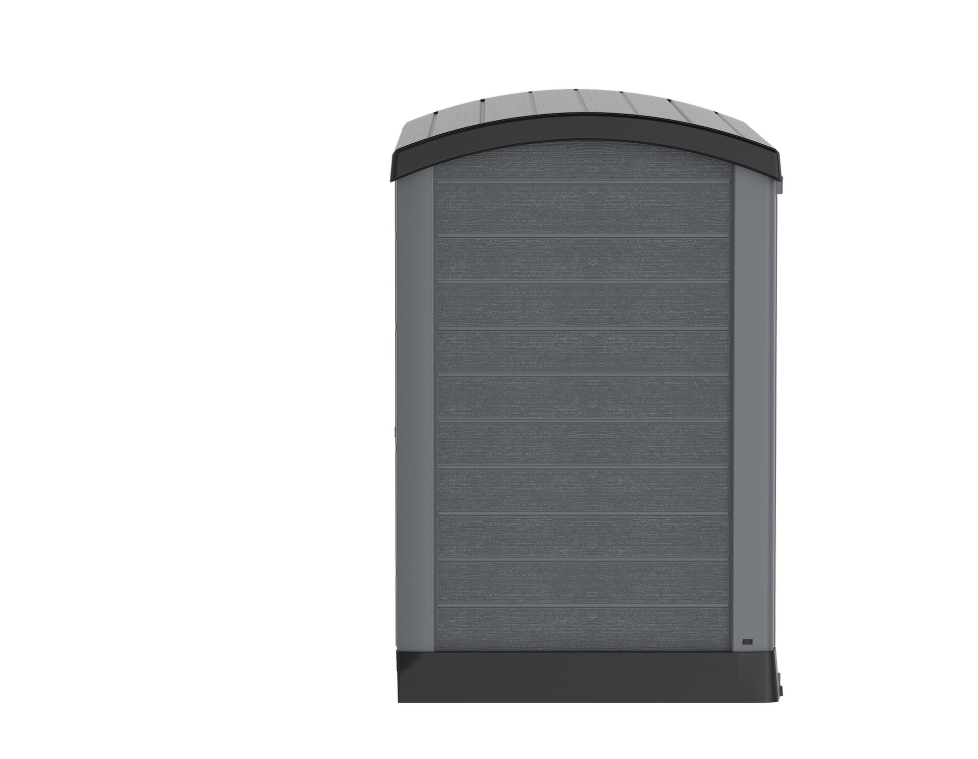 Duramax Storeaway Arc Lid 1200L gray outdoor storage shed with a curved roof design.