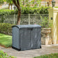 Duramax Storeaway Arc Lid 1200L Gray outdoor storage shed in a garden setting.