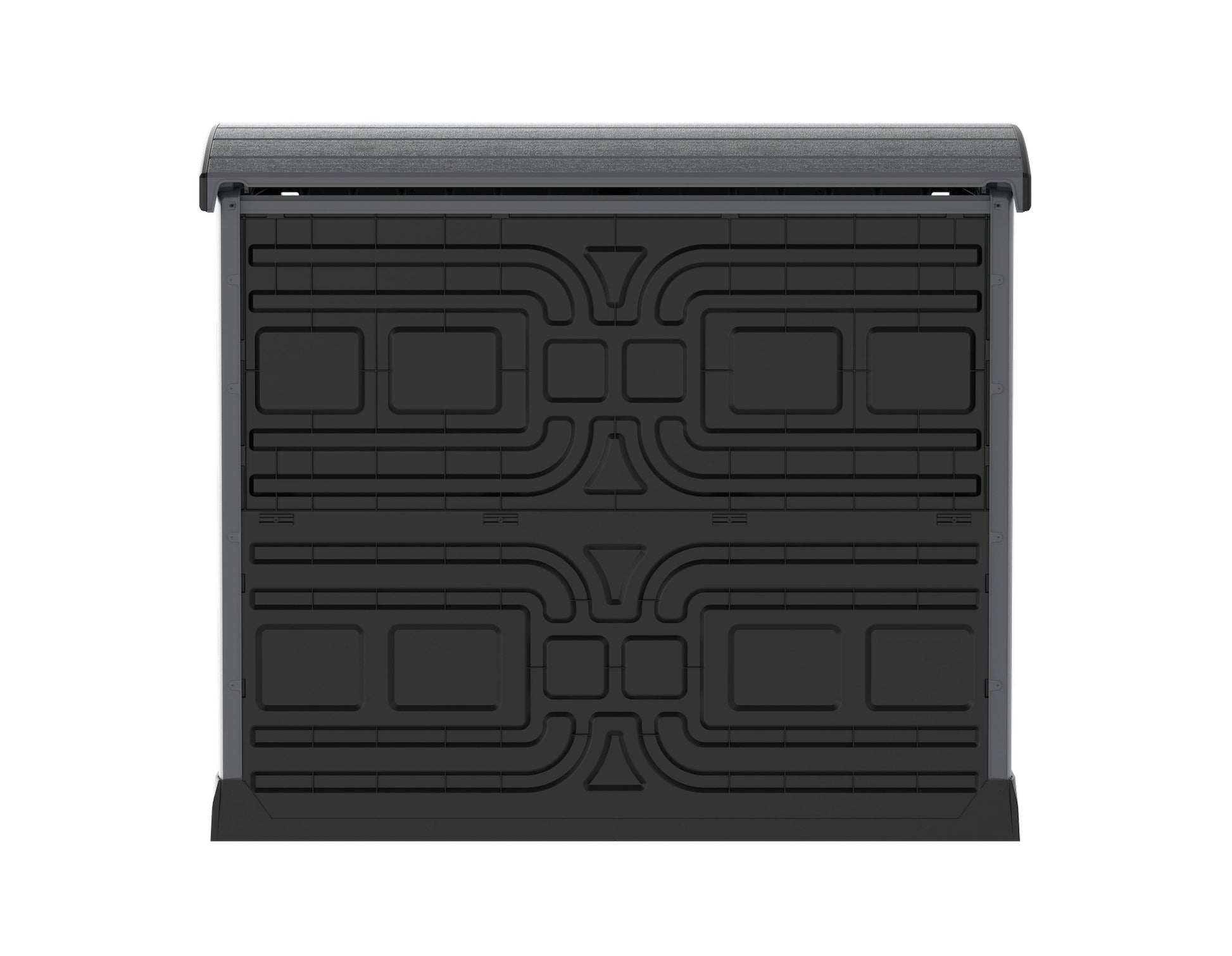 Duramax Storeaway Arc Lid 1200L in gray, designed for outdoor storage of garden tools and accessories.