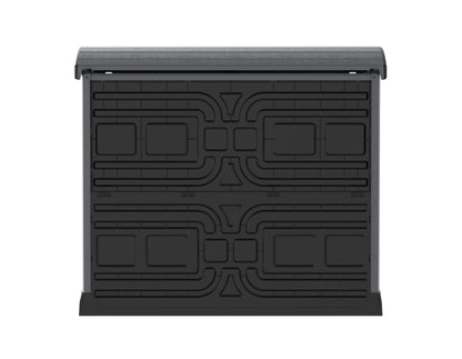 Duramax Storeaway Arc Lid 1200L in gray, designed for outdoor storage of garden tools and accessories.