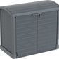 Duramax Storeaway Arc Lid 1200L gray garden shed for outdoor storage of tools and accessories.