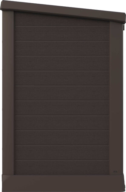 Duramax Storeaway Flat Lid 1200L brown outdoor storage shed, perfect for tools and equipment.