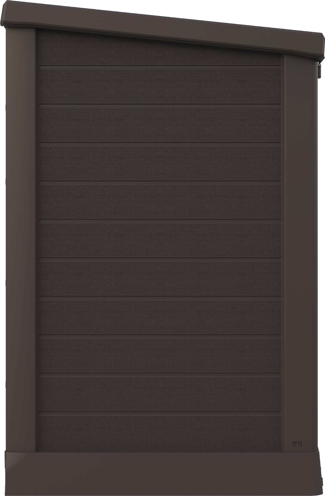 Duramax Storeaway Flat Lid 1200L brown outdoor storage shed, perfect for tools and equipment.