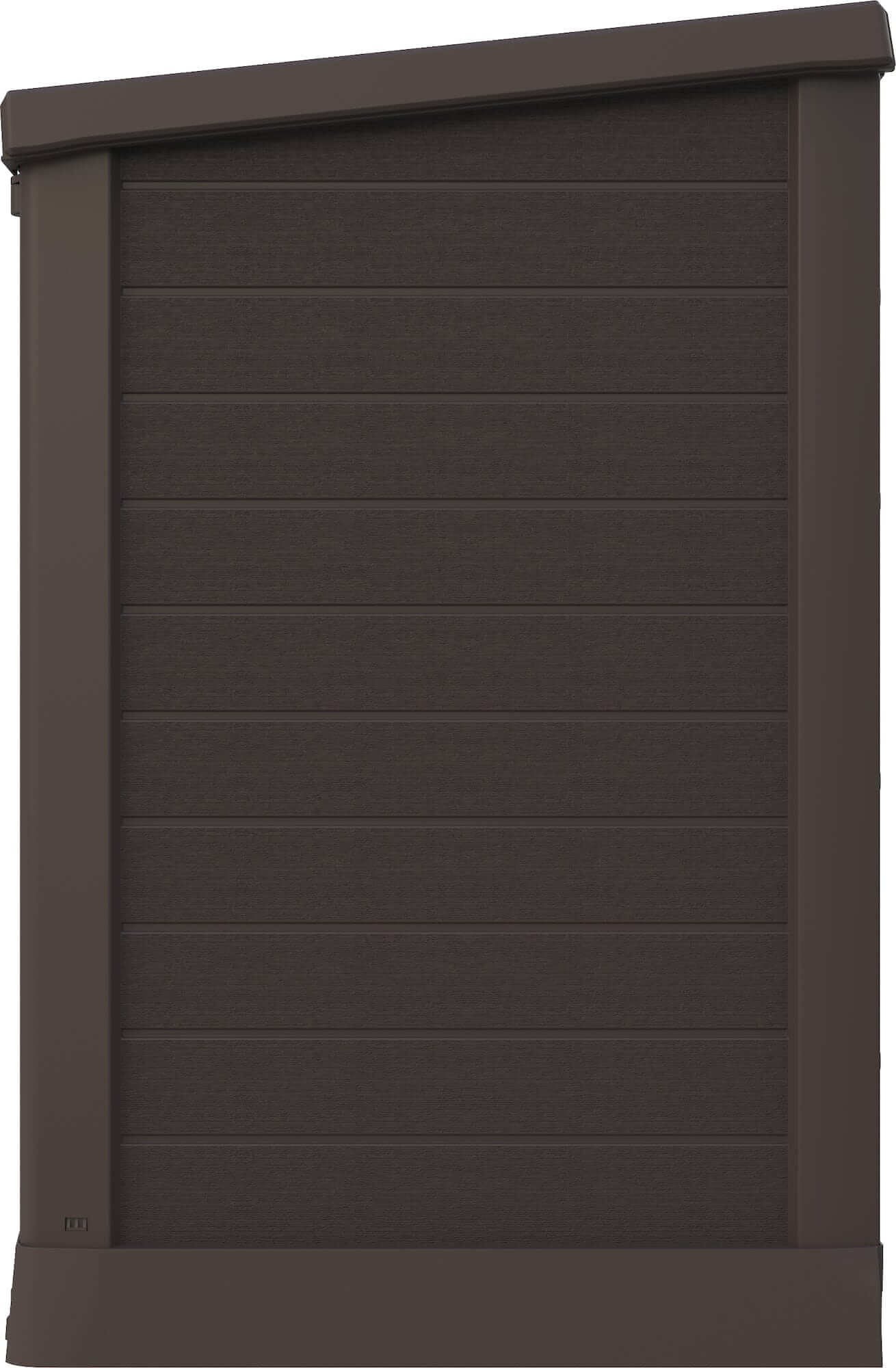 Duramax Storeaway Flat Lid 1200L Brown storage shed exterior, perfect for outdoor garden tools and equipment.