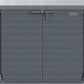 Duramax Storeaway Flat Lid 1200L Gray storage shed designed for outdoor tools and equipment, featuring durable plastic construction.