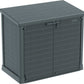 Duramax Storeaway Flat Lid 1200L Gray 86630 outdoor storage shed for garden tools and equipment.