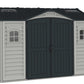 Duramax Vinyl Shed 10.5 x 8 Apex Pro with double doors and skylights for easy access and ventilation.