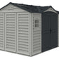 Duramax Vinyl Shed 10.5 x 8 Apex Pro with double doors and windows, perfect for outdoor storage solutions.