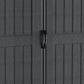 Duramax Vinyl Shed 10.5 x 8 Apex Pro black double doors detail for easy access.