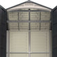 Duramax Vinyl Shed 10.5 x 8 Apex Pro with open double doors showcasing spacious interior.