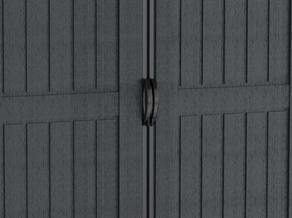 Duramax Vinyl Shed double doors showcasing durable design and easy access.