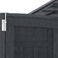 Close-up of the Duramax Vinyl Shed door hinge and textured panel design for durability.